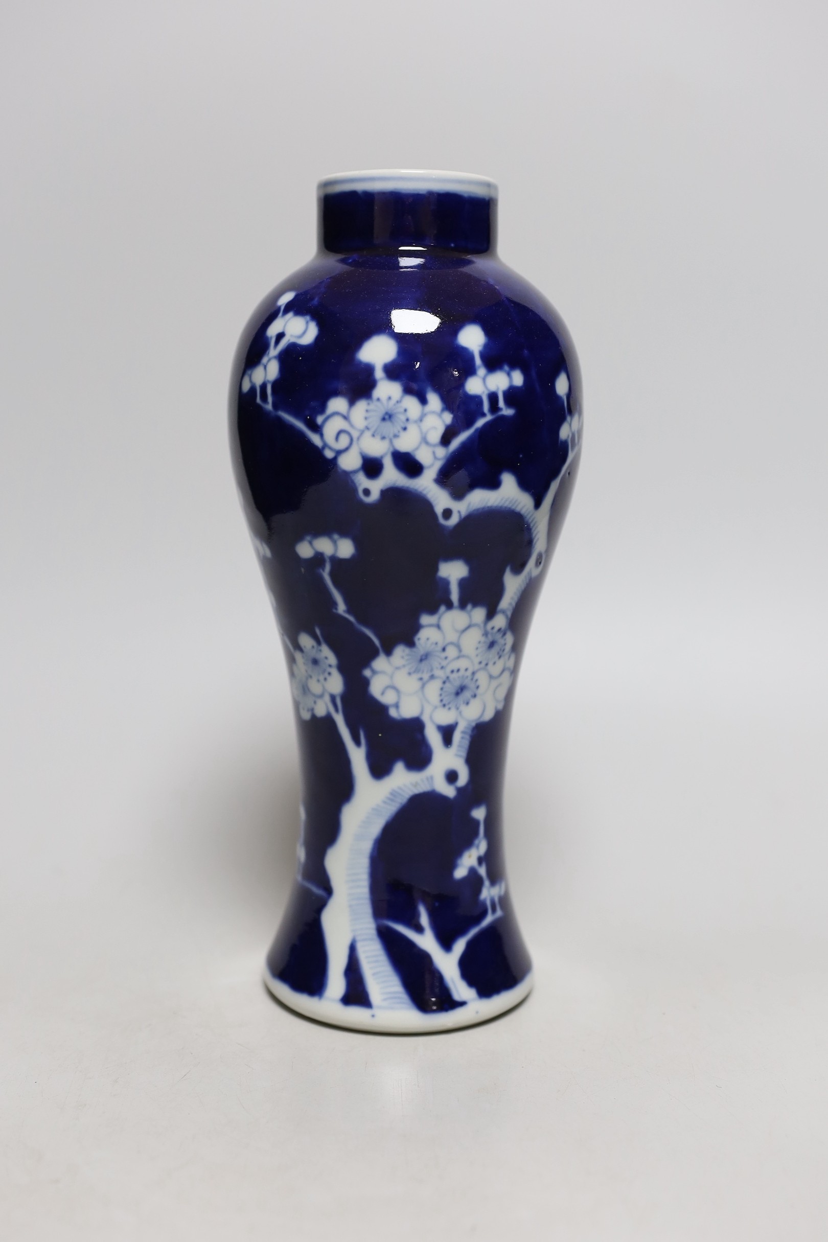 A Chinese blue and white ‘prunus’ vase, early 20th century, 27cms high